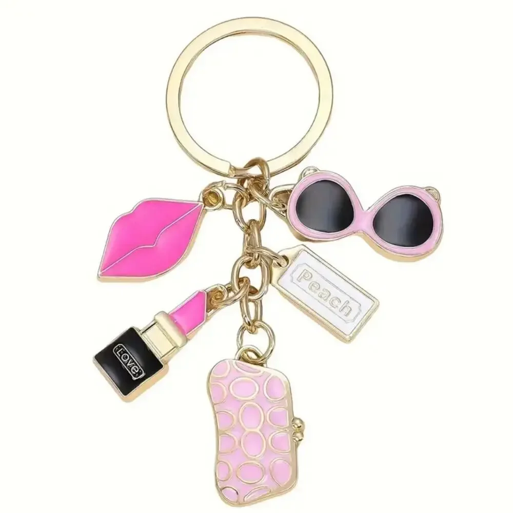 Pink Black Enamel Fashion Keychain